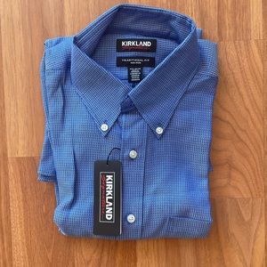 NWT Kirkland signature mens traditional fit button up dress shirt 15.5 x 32/33